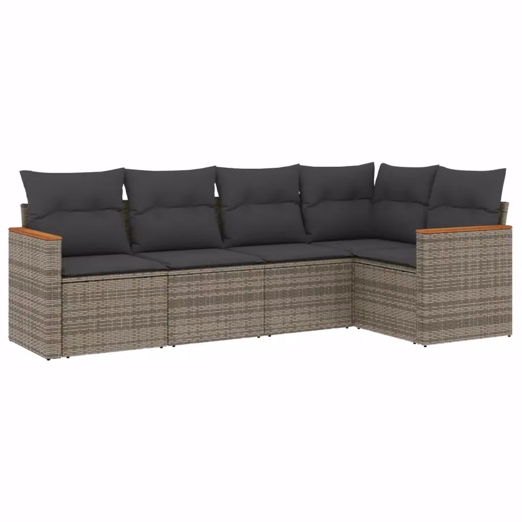 Set Divano da Giardino a L VIDAXL in Polyrattan Grigio con 5 Cuscini – 2