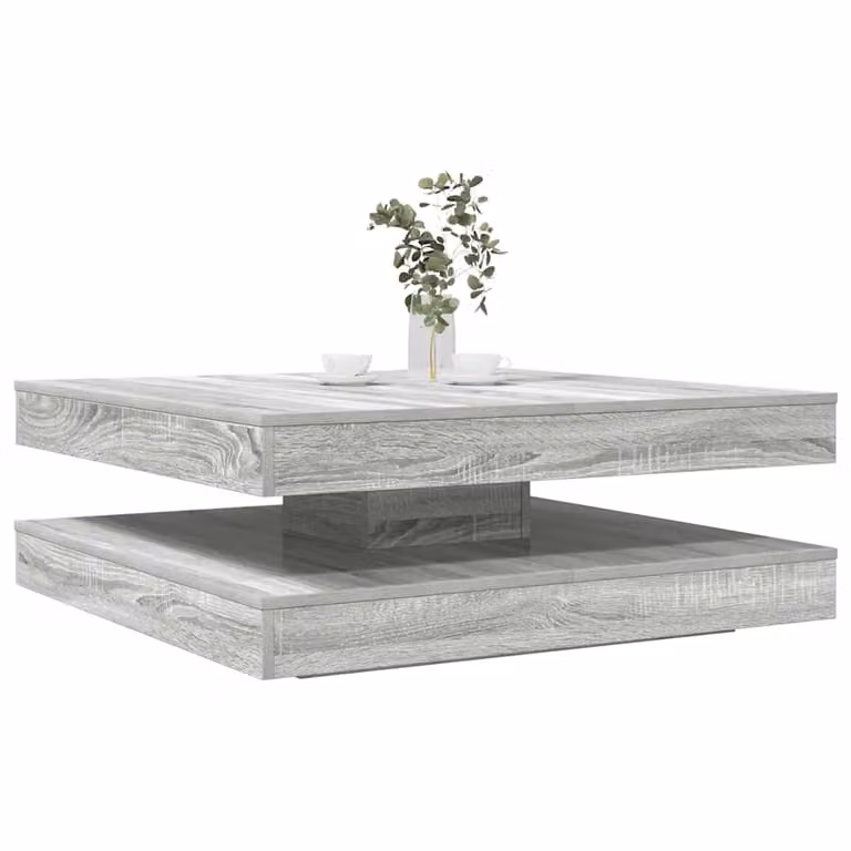 vidaXL Tavolino da Caffè Moderno Girevole a 360 Gradi Grigio L/P/H: 90 x 90 x 34,5 cm