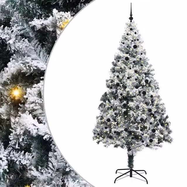 Albero di Natale Artificiale Moderno vidaXL Bianco con 300 LED Luce Bianca Calda, Altezza: 240 cm – 1