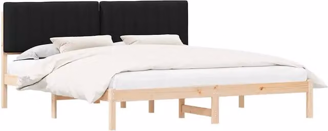 Letto matrimoniale vidaXL con testiera rivestita in tessuto nero e struttura in legno di pino L/P/H: 180 x 200 cm – 1