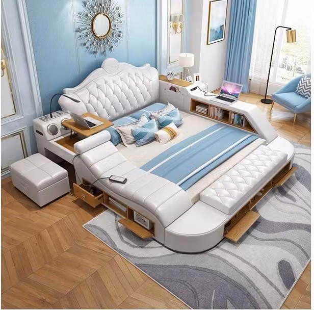 Multifunktionsbett Chesterfield Doppel Luxus Design Bett 180x200 USB