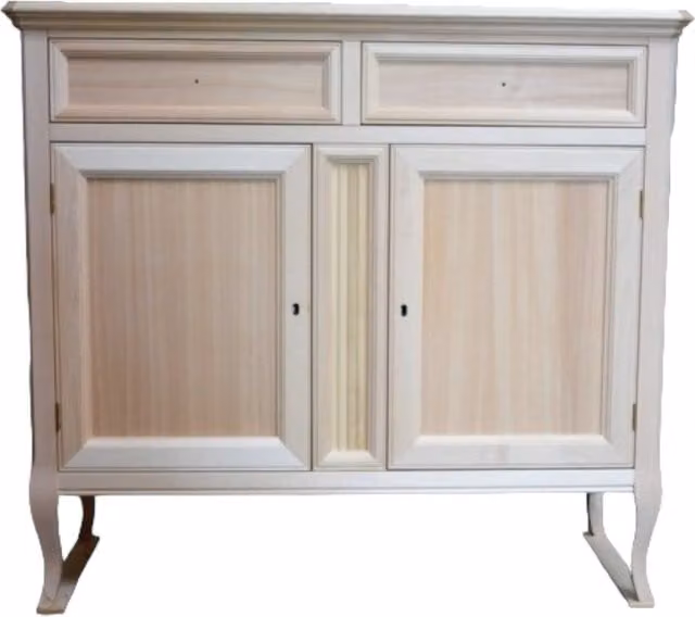 Madia credenza classica a 2 porte in legno grezzo Mobili 2G L/P/H: 100 x 40 x 90 cm