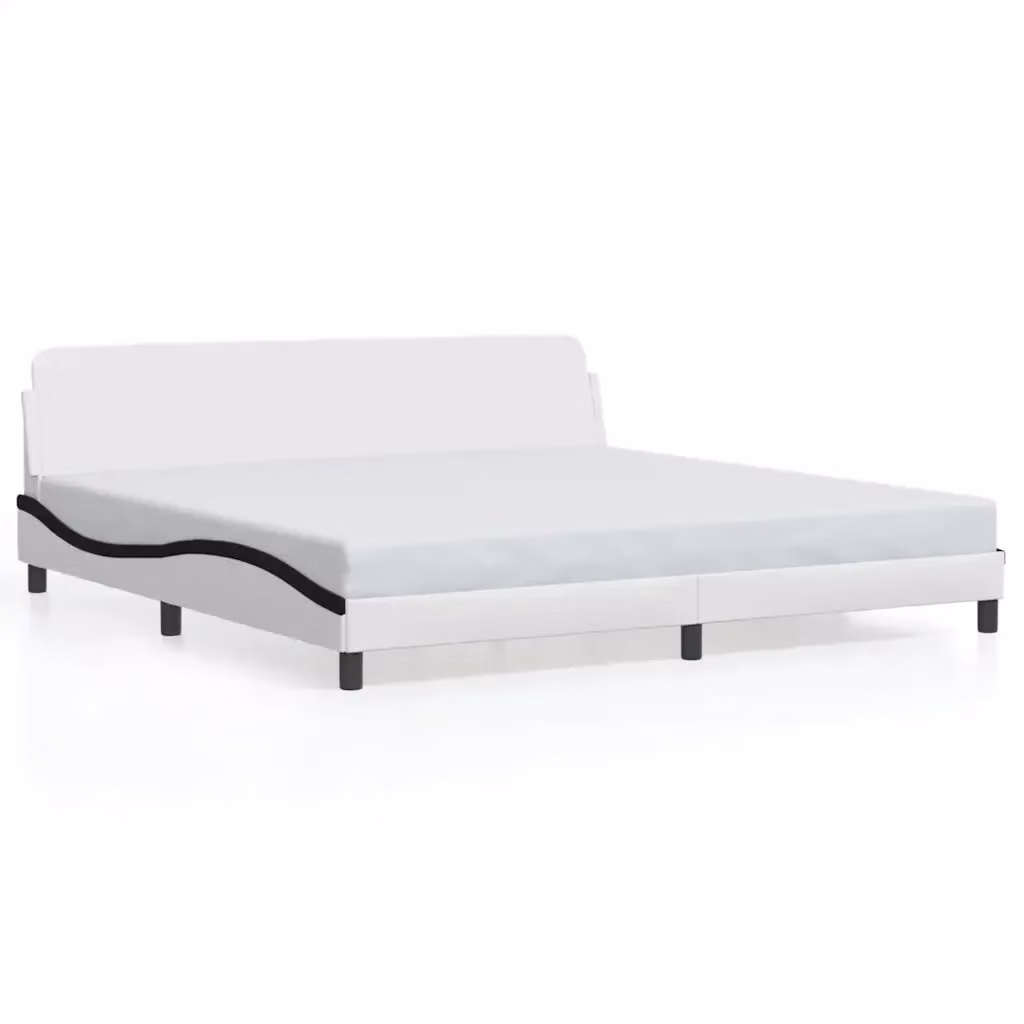 Letto con giroletto Dover vidaXL in similpelle bianco e nero L 200 x P 200 cm – 2