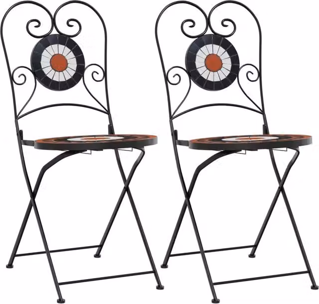 Sedie da Bistr¨° Pieghevoli 2 pz | Sedie da Esterno Terracotta e Bianco in Ceramica