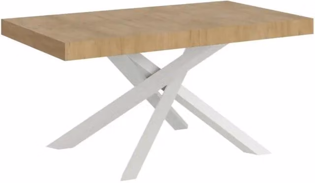 Tavolo allungabile 160/264x90 cm Volantis colore quercia natura gambe bianche