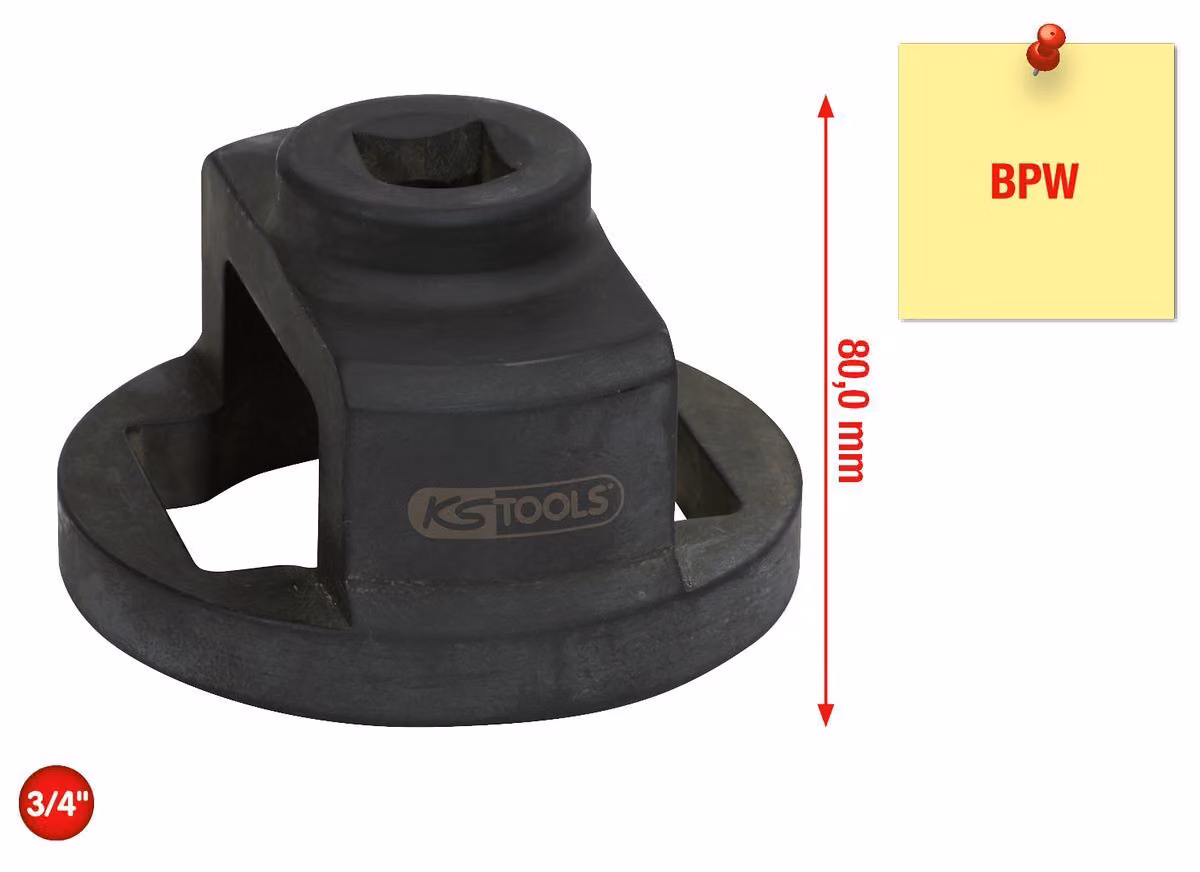 KS TOOLS 3/4" Chiave per dadi asse per BPW 80 mm - 450.0205