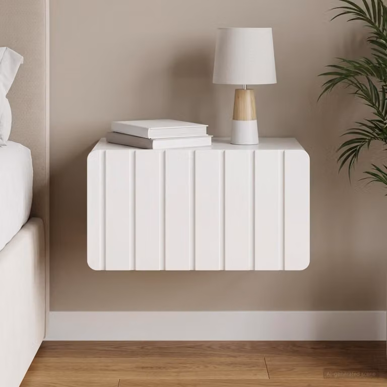 vidaXL Mobiletto da notte sospeso Bianco Lucido L: 49 cm, P: 34,5 cm, H: 24 cm