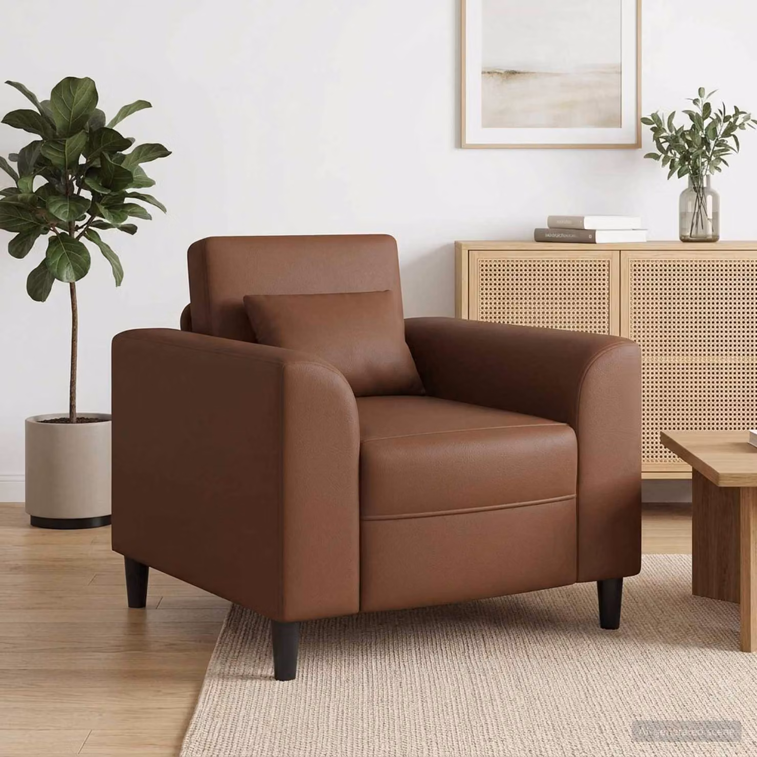 Poltrona moderna vidaXL in similpelle marrone con braccioli e imbottitura in schiuma