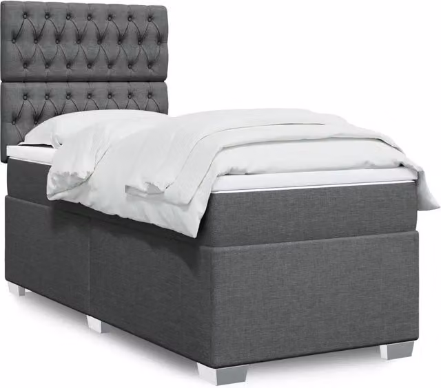 Giroletto a Molle con Materasso Grigio Scuro 100x200 cm Tessuto 3290407