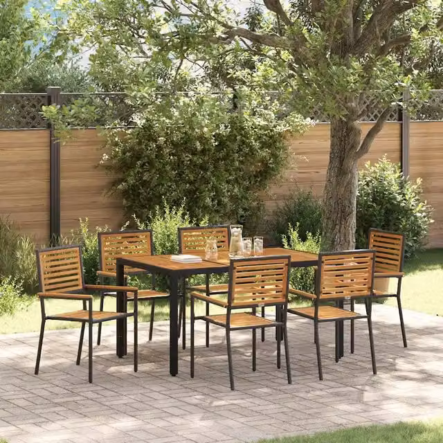 Set da Pranzo per Giardino 7 pz Nero e Marrone polyrattan 3365440