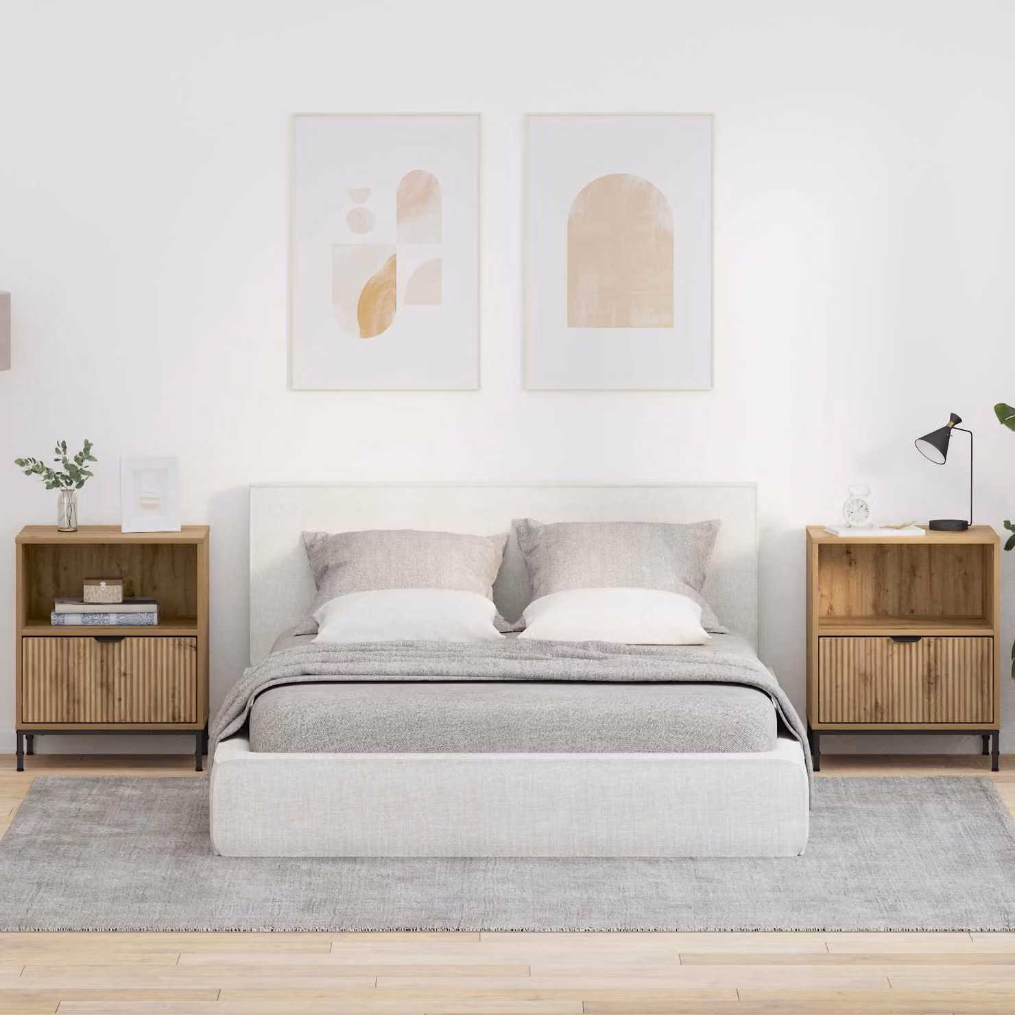 Set di 2 Armadi da Notte vidaXL in Legno e MDF, Colore Marrone, L 49 cm x P 36 cm x H 61 cm