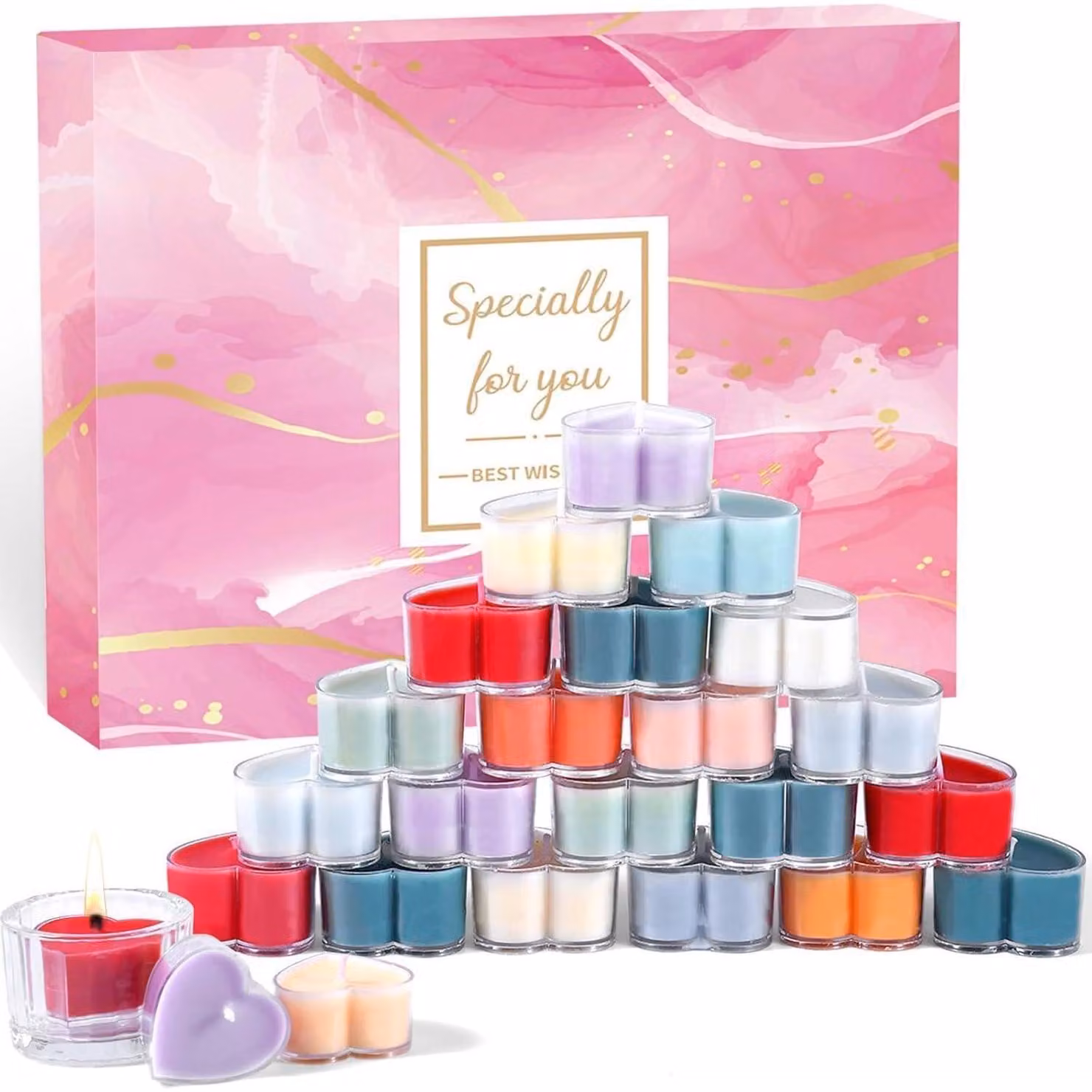 Calendario dell'Avvento 2025 per donne, con 24 candele profumate a forma di tealight