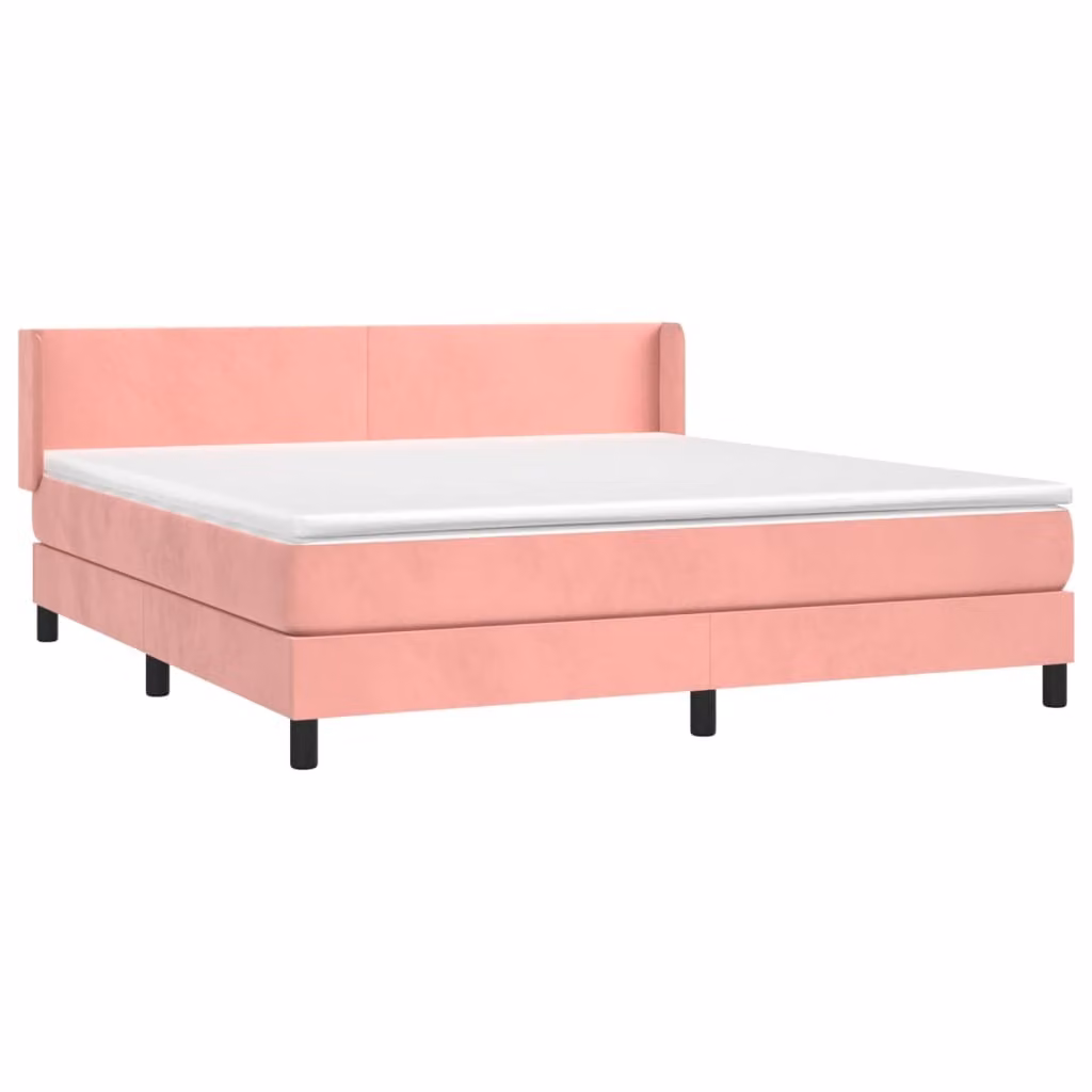 Giroletto a Molle con Materasso Rosa 180x200 cm in Velluto