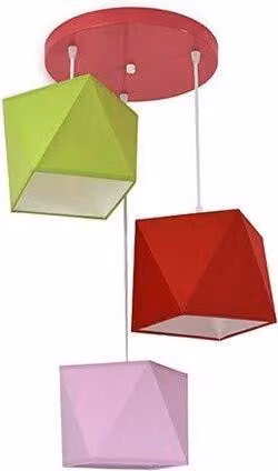 Lampada a sospensione Lampada per bambini per la stanza dei bambini bella lampada a sospensione in metallo diverse varianti 299-E3D (verde-rosso-rosa)