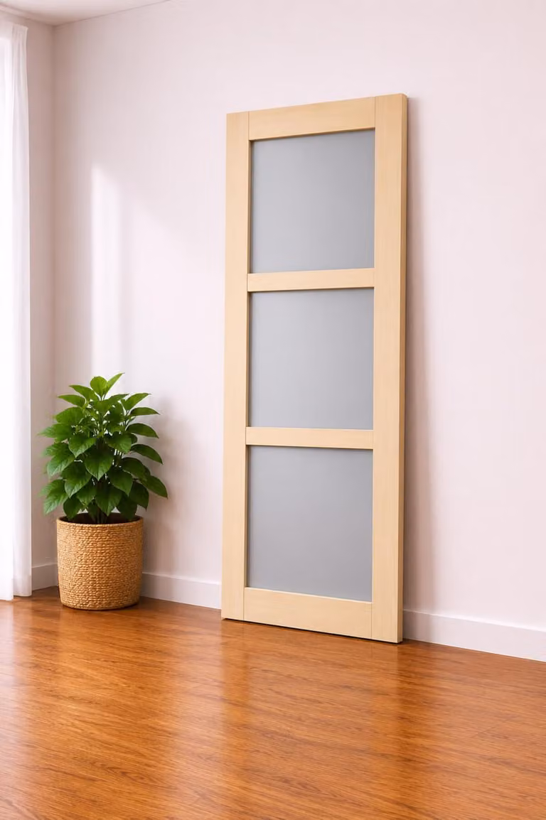 Porta scorrevole Ayous 3 pannelli grigio chiaro H204 x L73 cm Gd Menuiserie