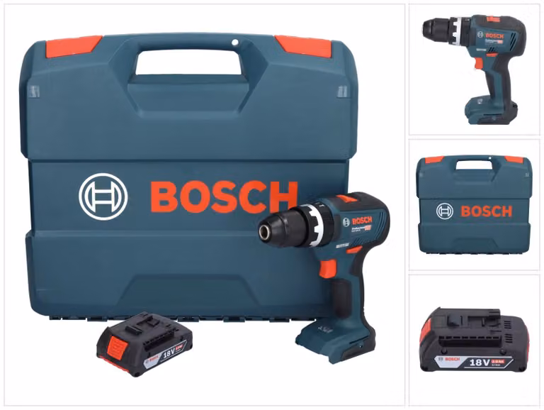 Bosch GSB 18V-55 Trapano a percussione professionale a batteria 18 V 55 Nm brushless + 1x batteria ricaricabile 2,0 Ah + valigetta - senza caricabatterie