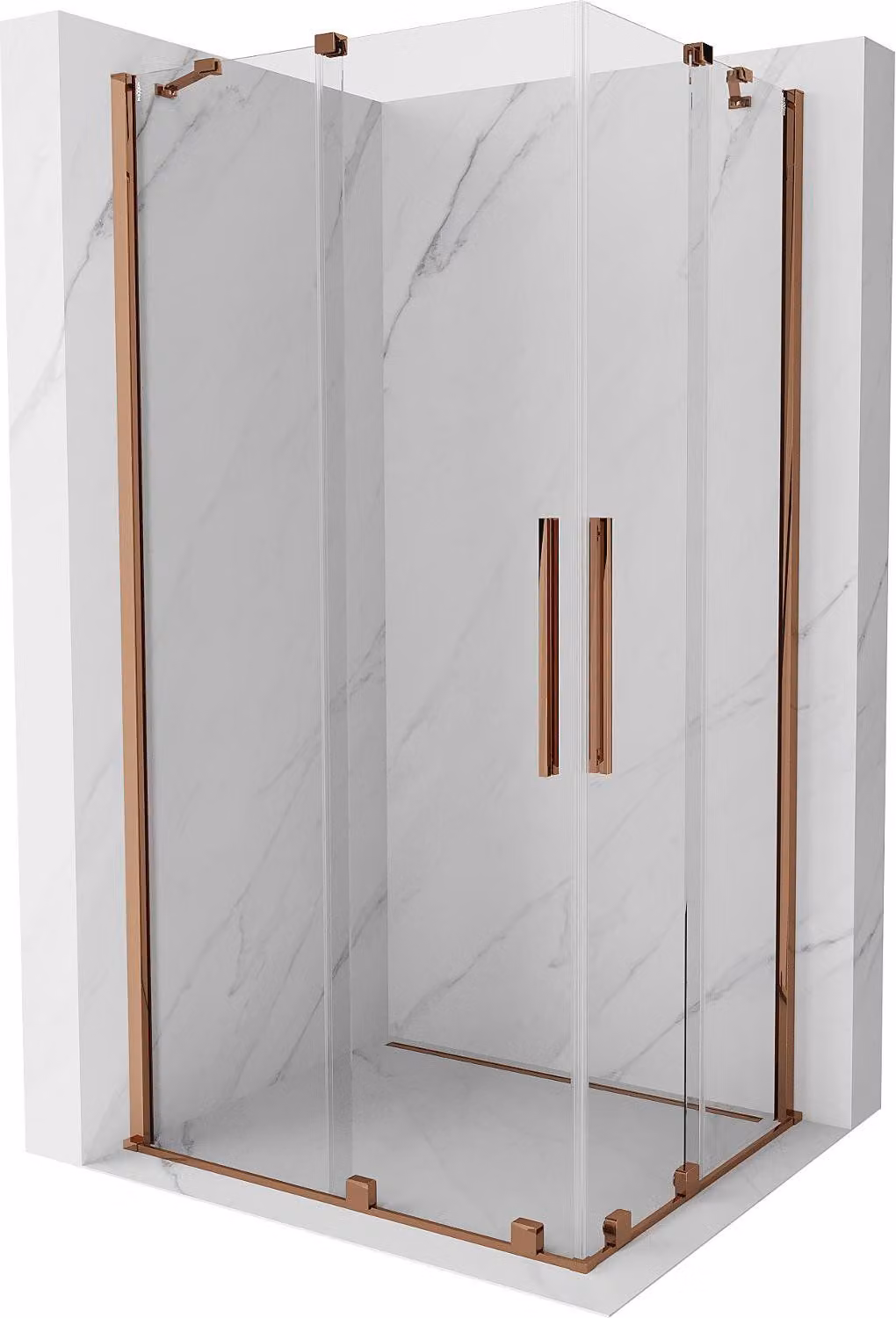 Mexen Velar Duo cabina doccia scorrevole 100 x 90 cm, trasparente, oro rosa - 871-100-090-02-60
