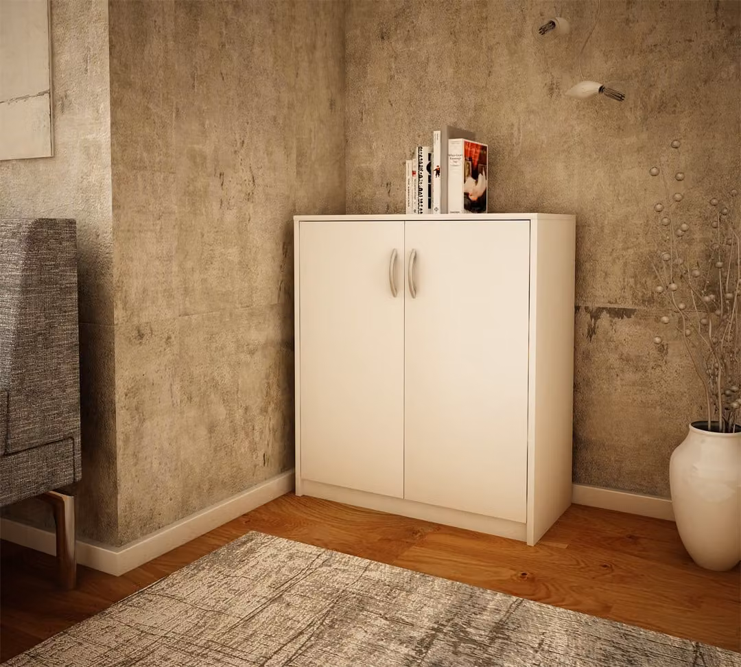 Cassettiera con ante IBOJA – bianco