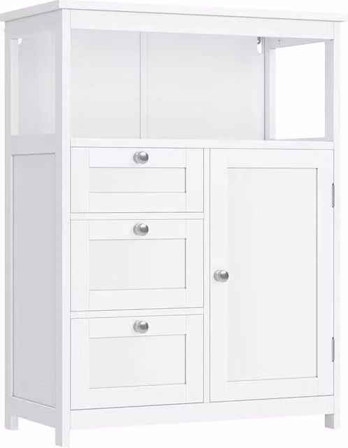 Cassettone da bagno con 3 ante e pannelli regolabili - Bianco - 30 x 60 x 80 cm