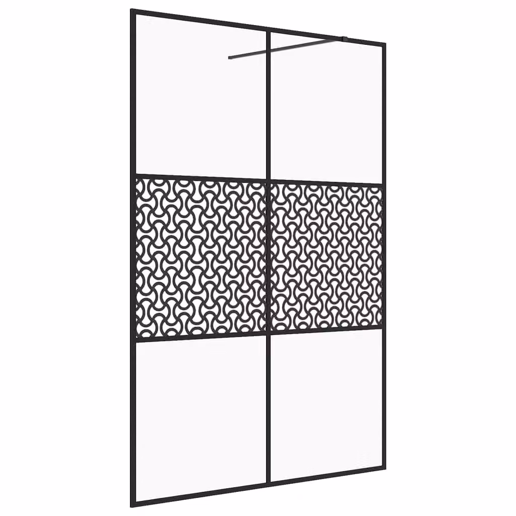 Parete per Doccia Walk-in Vetro Trasparente ESG 140x195cm Nera