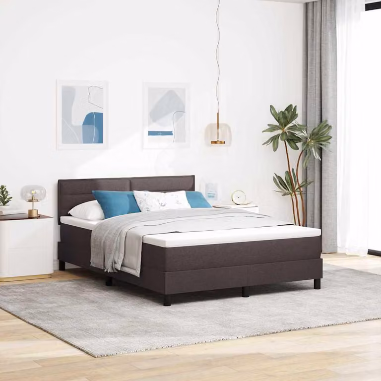 Maison Exclusive - Letto boxspring con testiera, marrone scuro, 140 x 200 cm, rivestimento in tessuto