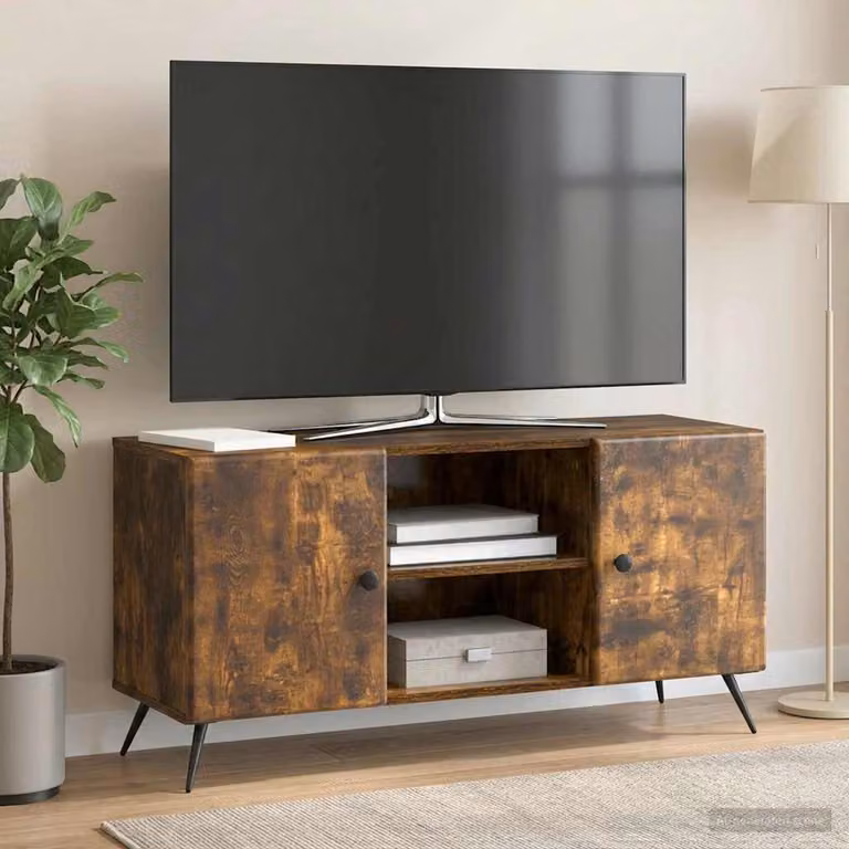 Mobile TV vidaXL moderno in legno e metallo colore marrone L 102 x P 34,5 x H 50 cm