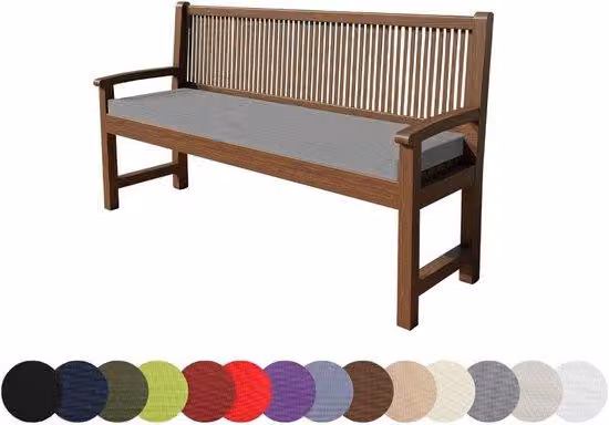 Cuscino impermeabile - Cuscino per panchina da giardino - Comodo cuscino da seduta - Fissaggio solido - 100x40x5 cm - Grigio