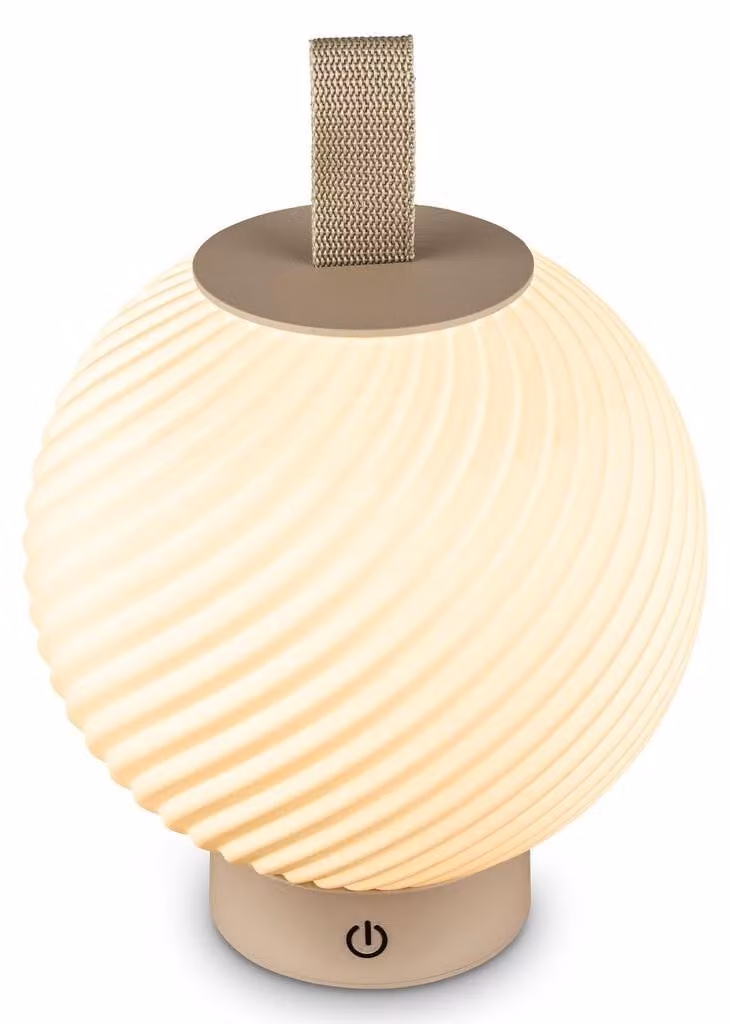 Briloner Lampada da tavolo LED senza fili Ø18x25 cm rotonda 2W 150lm 2700K bianco caldo dimmerabile beige - Lampada da comodino soggiorno camera da letto balcone