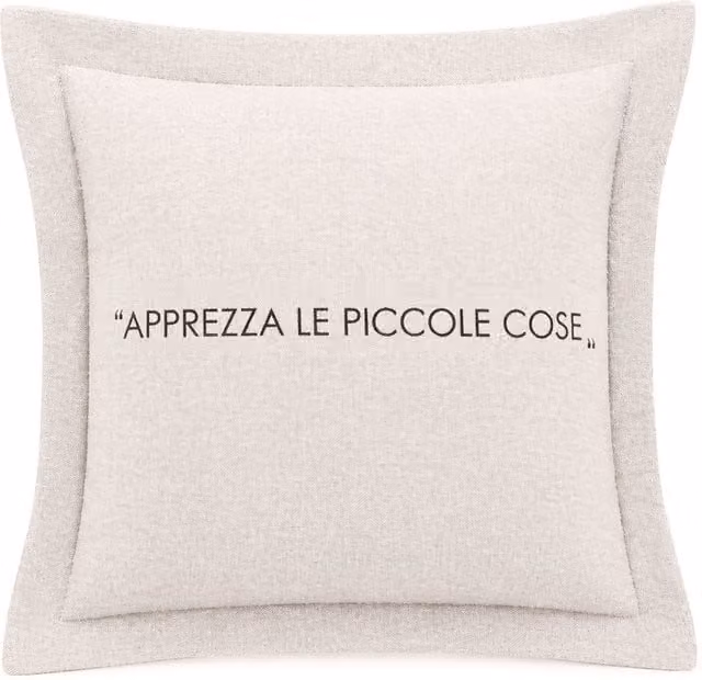Cuscino decorativo quadrato KASANOVA in cotone beige con scritta Quotes L/P/H: 30 x 30 x 30 cm