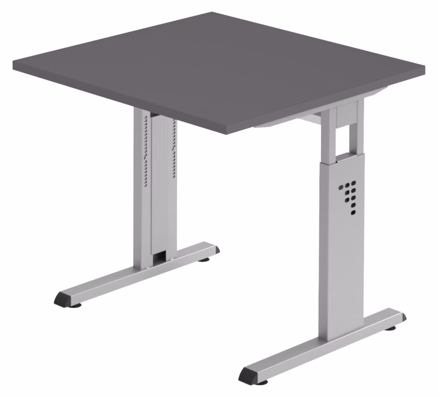 bümö Scrivania Serie-O - Struttura: argento, dimensioni: 80 x 80 cm, decorazione: grafite