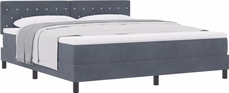Letto a molle con materasso Grigio scuro 180 x 200 cm Velluto