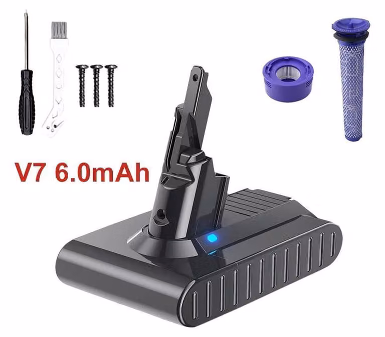 Batteria di ricambio per aspirapolvere - Compatibile con V7 SV11 - 21,6 V - 6000 mAh - Li-Ion - Solo batteria - Oro