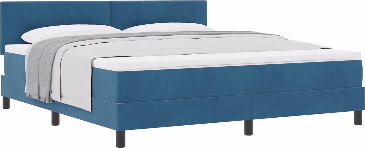 Letto a molle con materasso Blu Scuro 180 x 200 cm Velluto