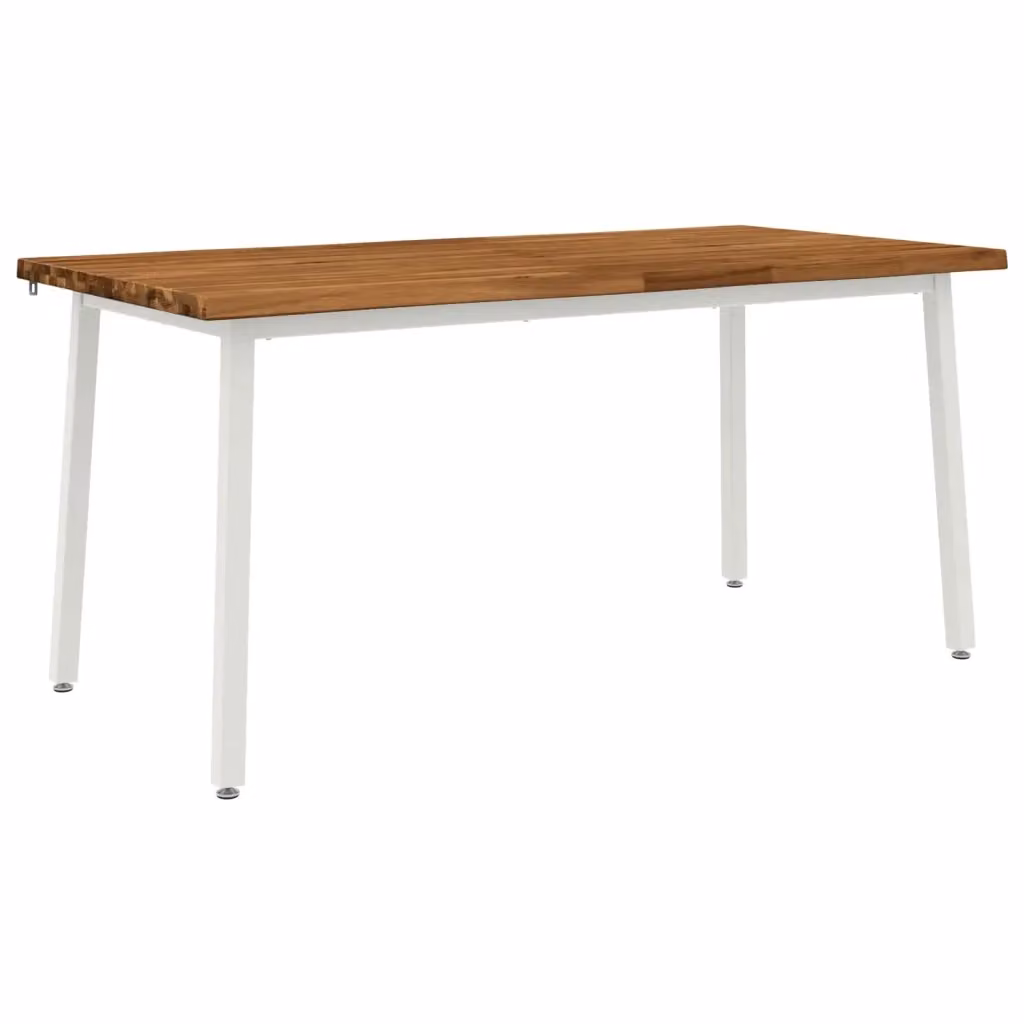 Tavolo da pranzo moderno vidaXL in legno di acacia con bordo vivo, L/P/H: 160 x 80 x 75 cm, Colore Naturale/Marrone/Bianco – 2