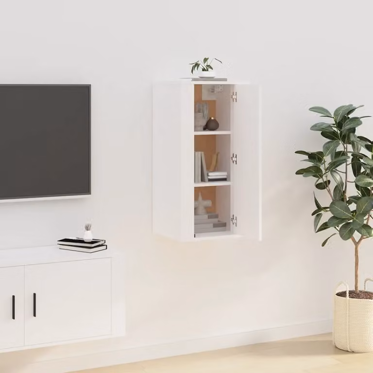 vidaXL Mobile Porta TV a Parete Bianco in MDF con Scomparti Media L: 40 cm, P: 34,5 cm, H: 80 cm