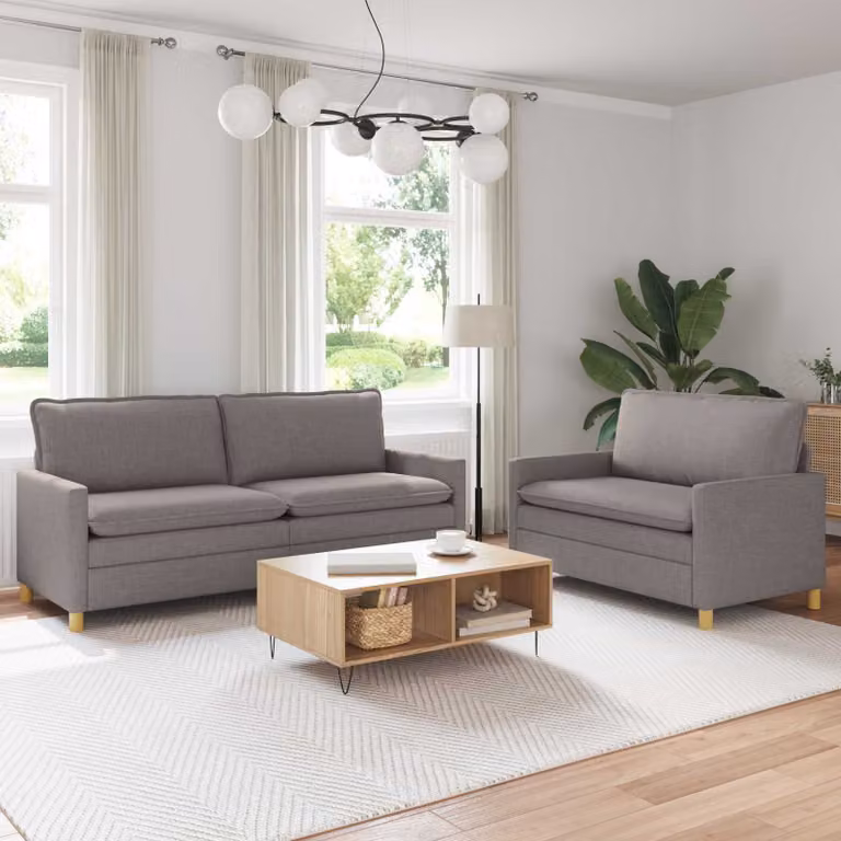 Set di 2 divani moderni vidaXL in tessuto con struttura in metallo, colore grigio e beige per il tuo soggiorno