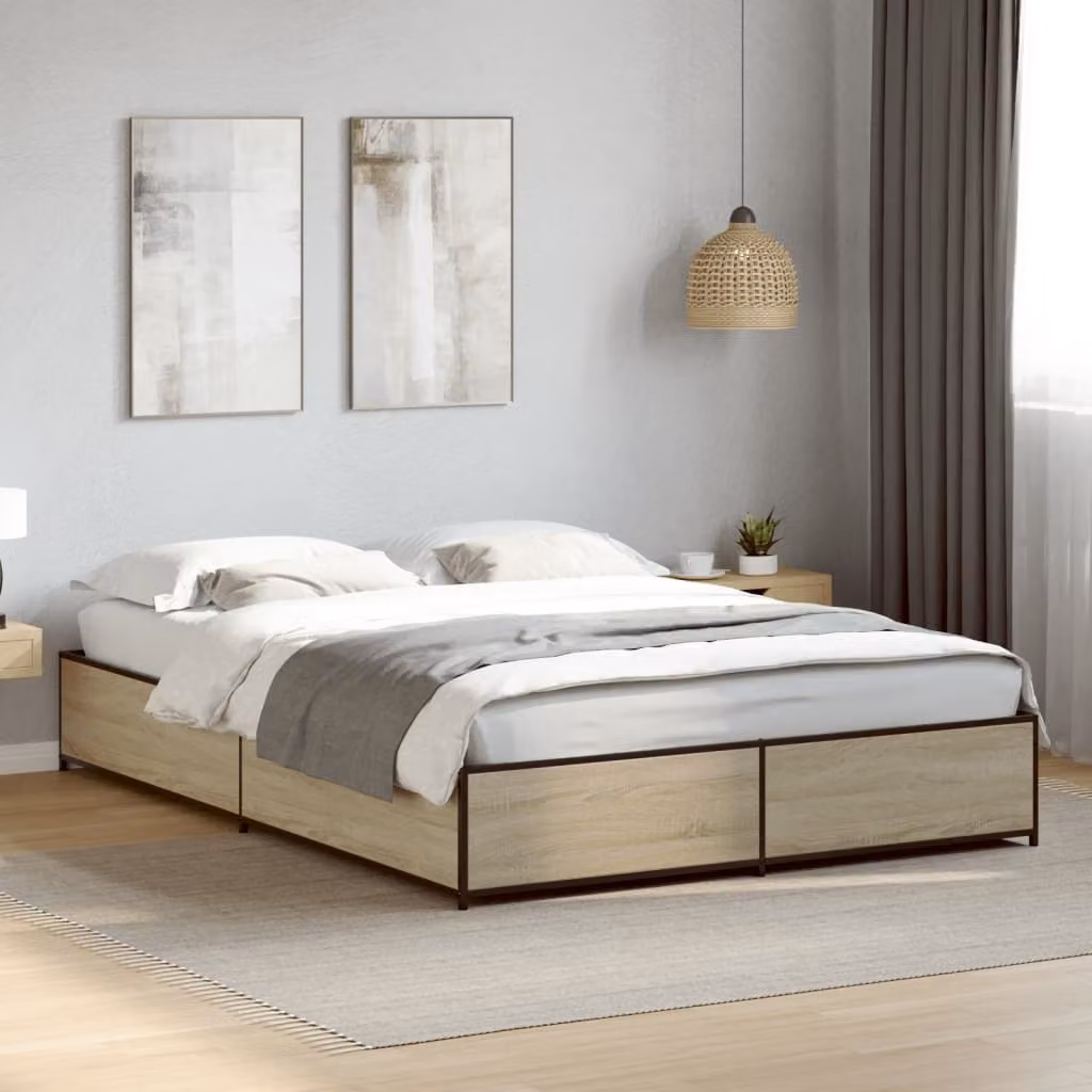 Giroletto vidaXL in Rovere Sonoma e Metallo con Cassetti, L/P: 120 x 200 cm – 1