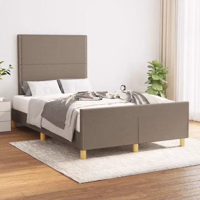 Giroletto vidaXL in legno di pino e tessuto beige per adulti L/P/H: 120 x 200 cm
