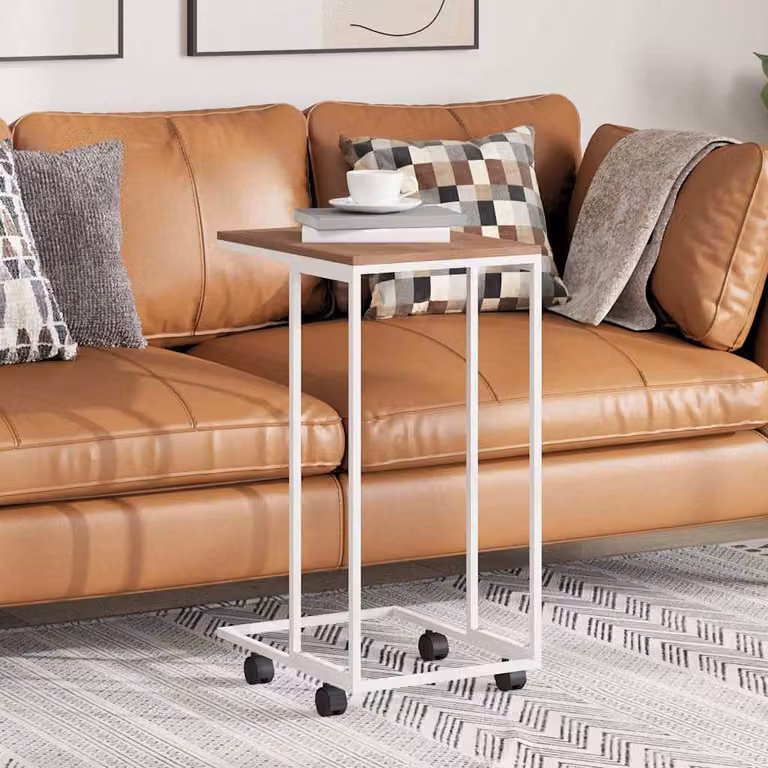 vidaXL Tavolino con Ruote Bianco e Marrone in Legno Multistrato, L/P/H: 40 x 30 x 63,5 cm