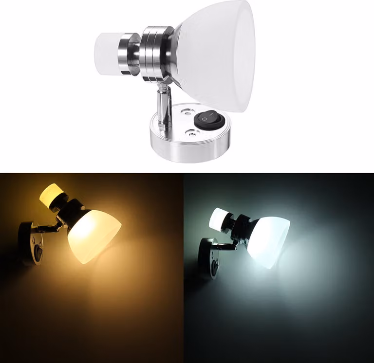 Luce di lettura a LED Lampada da parete reclinabile per barca, camper, rimorchio e auto - Bianco