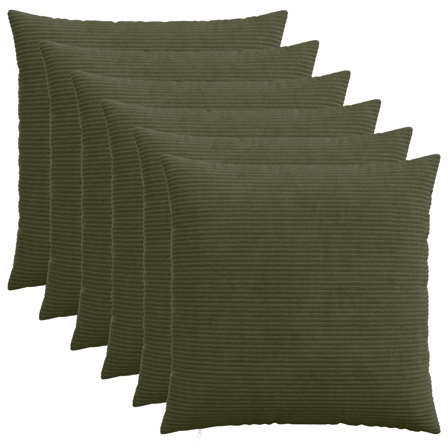 Set di 6 federe vidaXL HEERLEN in velluto a coste verde, L 70 x P 70 cm