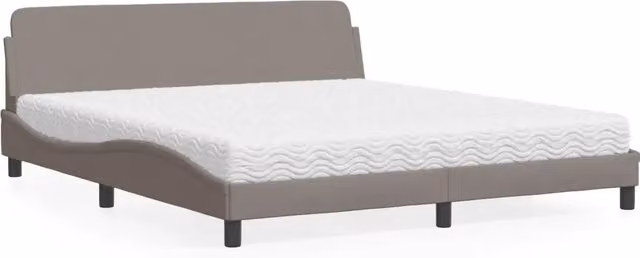 Letto con Materasso Dover vidaXL in Tessuto Tortora L 180 x P 200 cm – 2