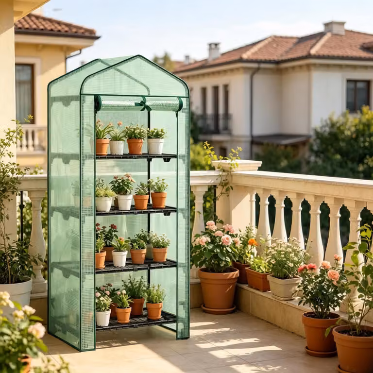 Serra per pomodori, serra con ruote, piccola serra con scaffali, serra per pomodori con porta a rullo (disponibile solo con la serra)