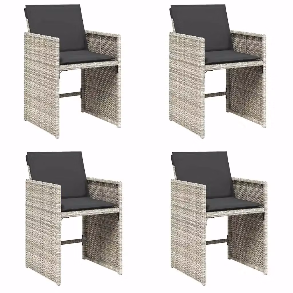Set di 4 sedie da giardino vidaXL in polyrattan con cuscini grigio antracite e braccioli – 2