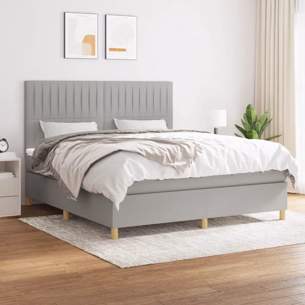 vidaXL Giroletto a Molle Ibrido con Materasso a Tasche Grigio Chiaro e Bianco L/P: 180 x 200 cm