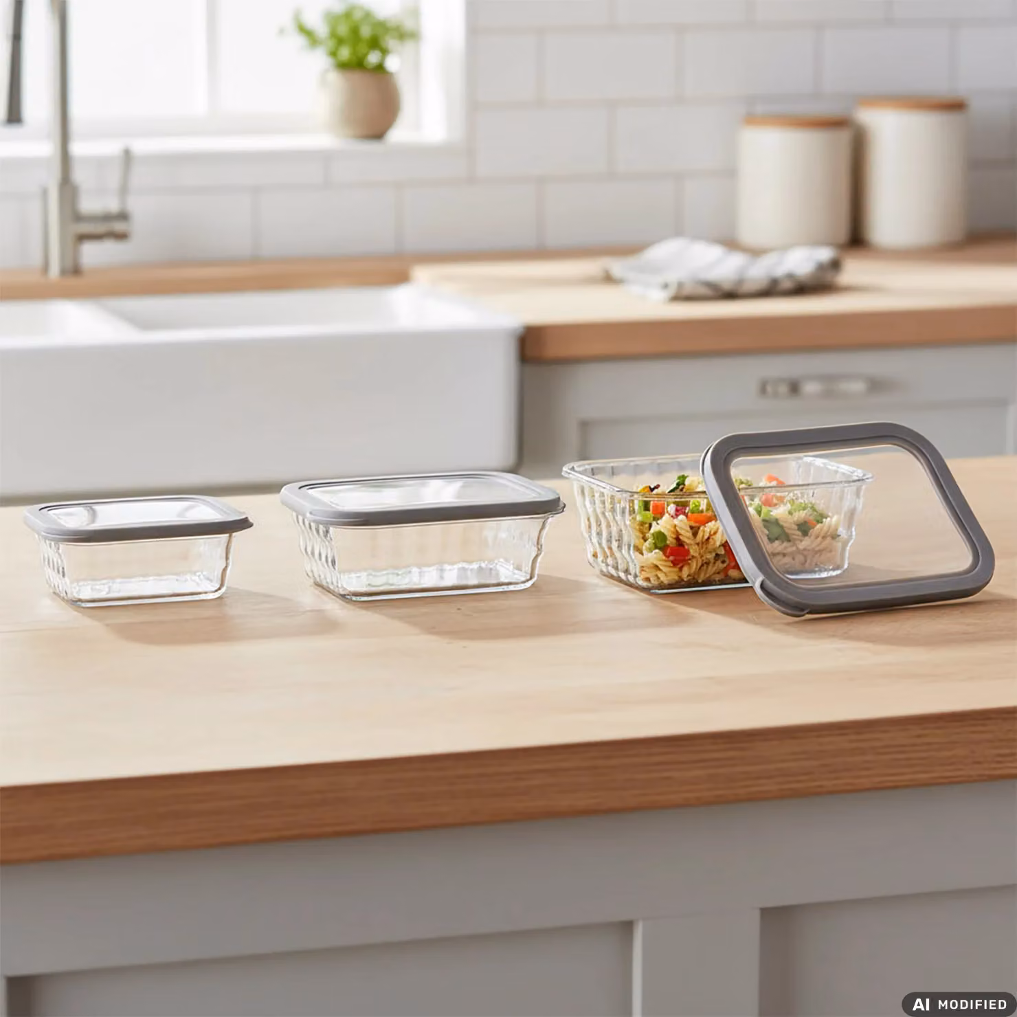 Set di 3 contenitori rettangolari ermetici trasparenti GUSTO CASA Linea Timeless impilabili e senza BPA – 2