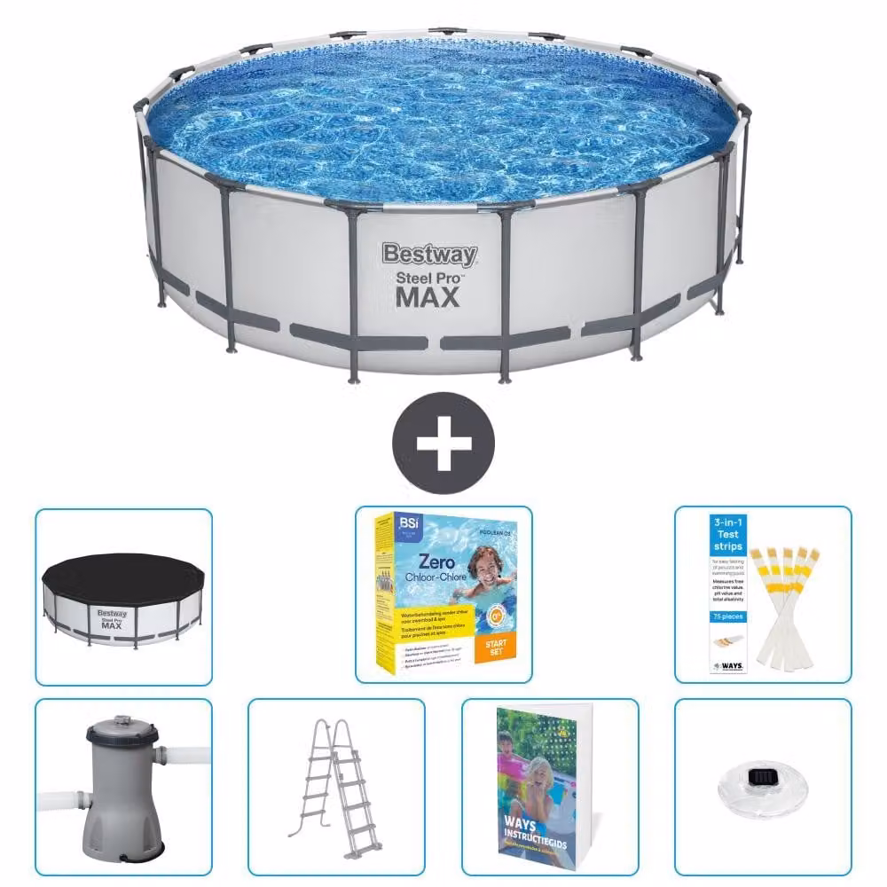 Piscina gonfiabile Bestway Steel Pro MAX, rotonda, 488x122 cm, composta da 6 parti, modello S526
