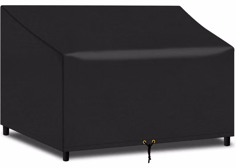 Copertura impermeabile per panchina da giardino, resistente ai raggi UV, dimensioni 193x66x63/89 cm, per 4 persone, tessuto Oxford 420D, colore nero