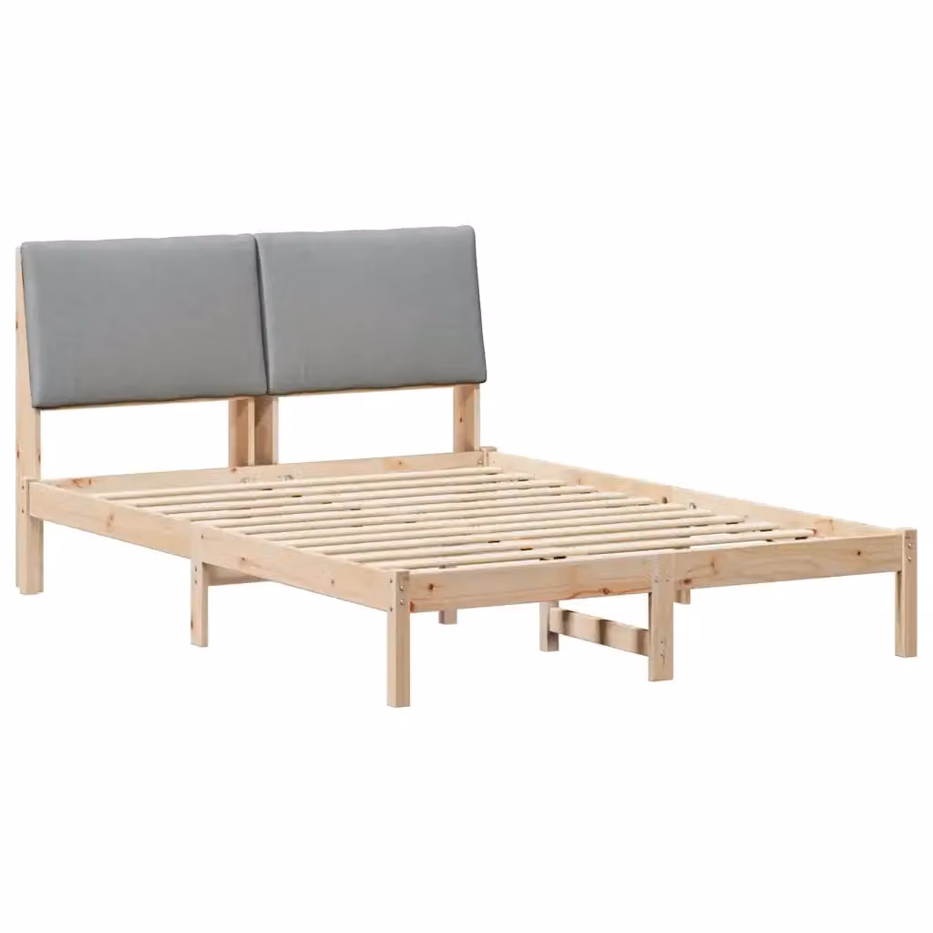 Struttura del letto moderna vidaXL in legno di pino con doghe fisse, marrone e grigio chiaro, L/P/H: 200 x 150 x 93,5 cm – 2