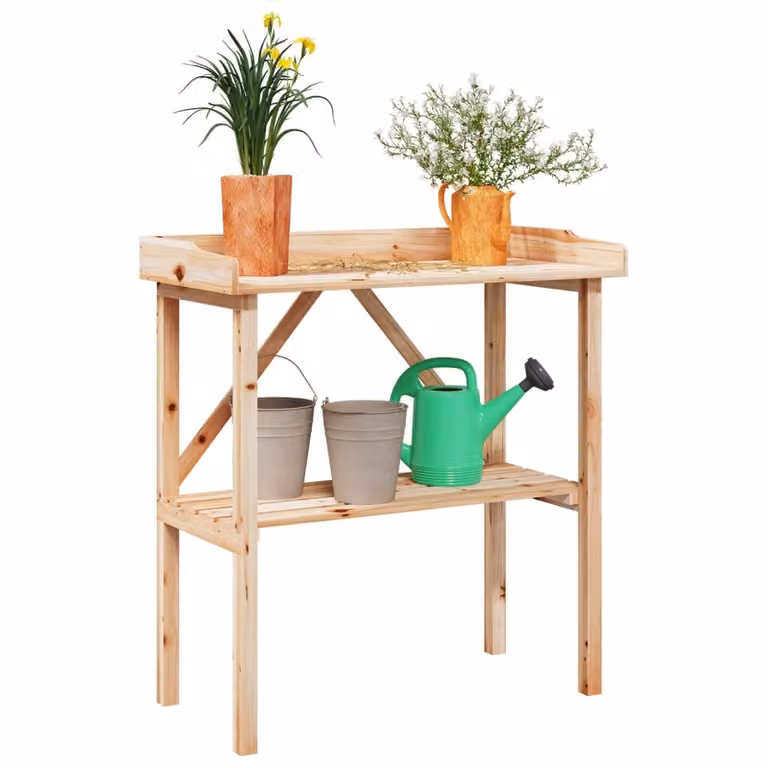 vidaXL Tavolo per piante in legno massello di abete marrone con ripiano L 78 cm, P 38 cm, H 82,5 cm